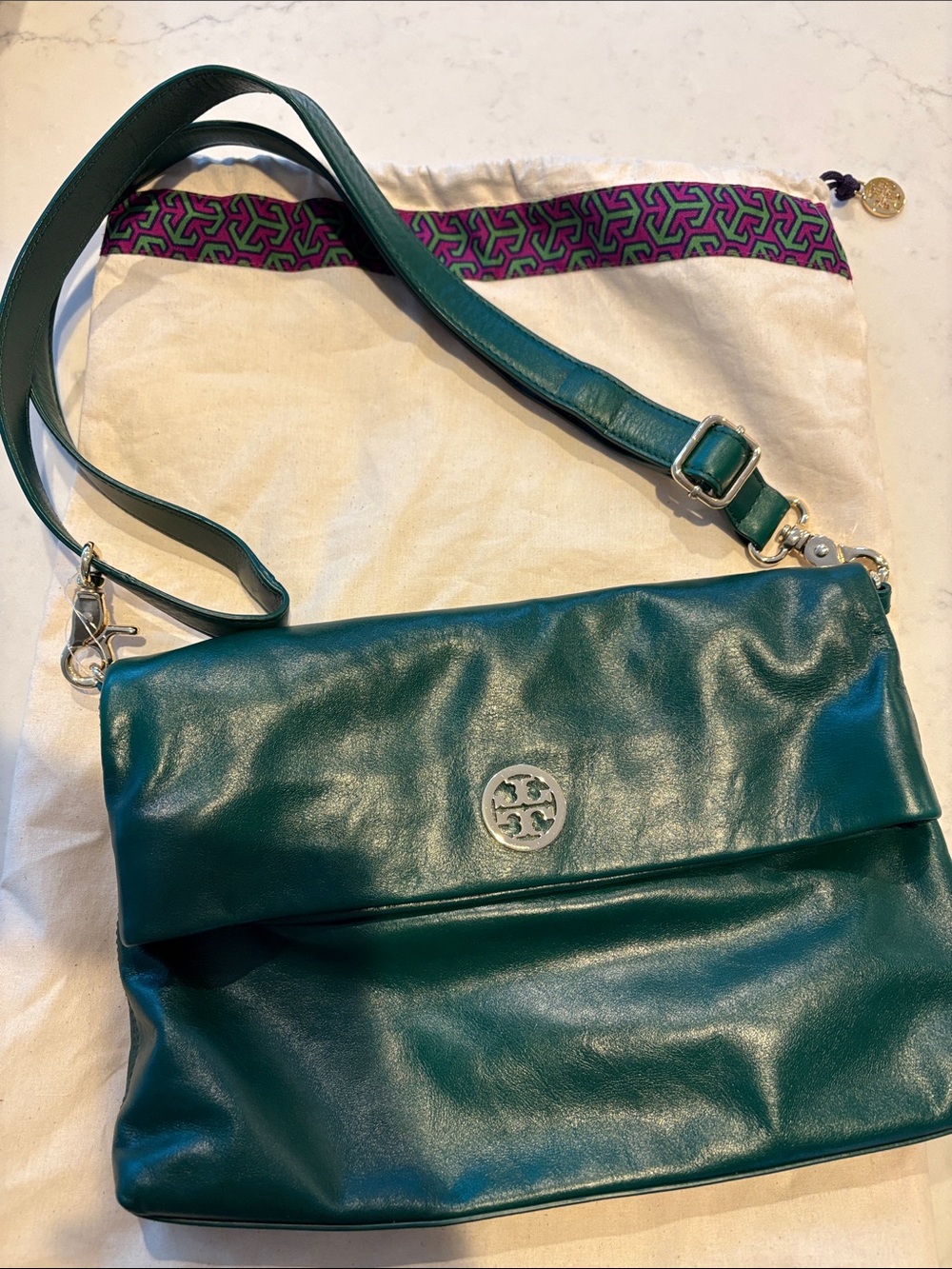 Tory Burch Green Leather Crossbody/shoulder Bag